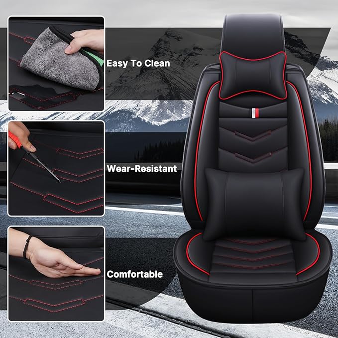 Car Seat Cover for Chevrolet Camaro 2000-2024, Durable Wear Resistant Waterproof Vehicle Cushion Cover, Breathable No Odor Premium Leather Vehicle Seat Covers.(Luxury,Black Red)