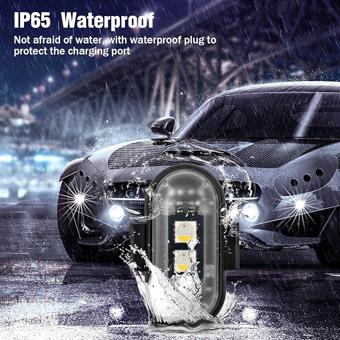 4PCS Wireless LED Strobe Lights with Remote Control, 8 Colors Rechargeable Led Lights Anti-Collision LED Emergency Warning Lights for Car Motorcycle Bike Drone Aircraft