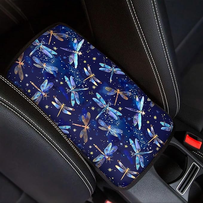 Dragonfly Universal Center Console Armrest Soft Pad Protector Cover Non Slip Fits for Most Vehicle,SUV,Truck Car Decoration