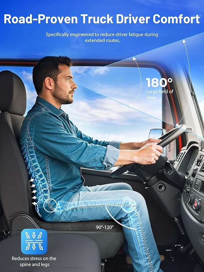Car Seat Cushion - Memory Foam L-Shaped with Lumbar Support & Anti-Slip Design for Long Driving Comfort