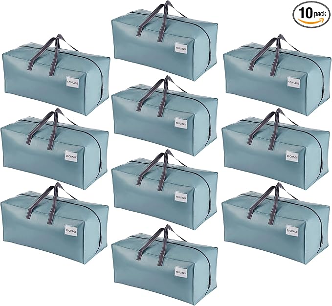 VENO 10 Pack Heavy Duty Moving Bags with Backpack Straps, Zippers & Handles, Extra Large Packing Bags for College Dorm Essentials, Moving Supplies Alternative to Cardboard Moving Boxes
