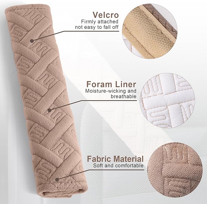 JUSTTOP 2-Pack Universal Car Seat Belt Pads Cover for A More Comfortable Driving, Seat Belt Shoulder Strap Covers Harness Pad for Car Interior Accessories(Khaki)