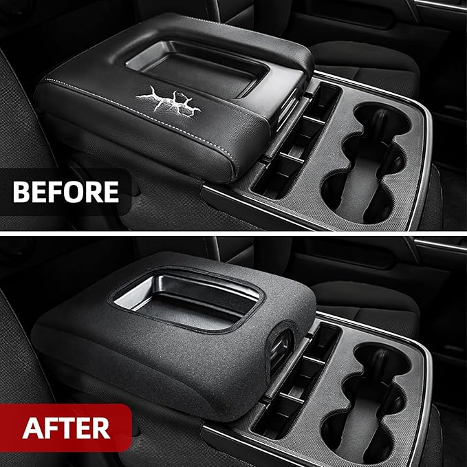 Center Console Cover Compatible with Chevy Silverado 2014 2015 2016 2017 2018 with 40/20/40 Jump Seat Console, Armrest Cover Protector for Middle Console, Car Accessories