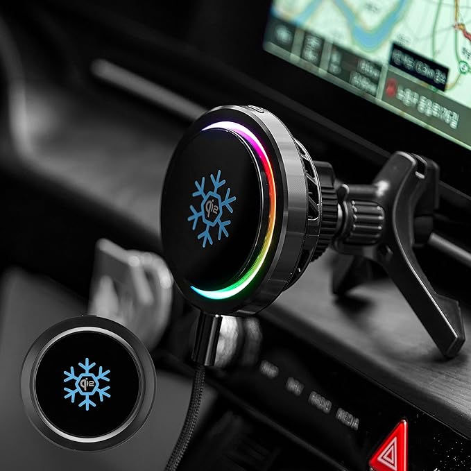 Qi2 Certified 15W Wireless Car Charger with Peltier Cooling, MagSafe Compatible Magnetic Car Mount, Strong N52 Air Vent Phone Holder for iPhone 17/16/15/14 Pro Max, Galaxy S26/S25(Black)