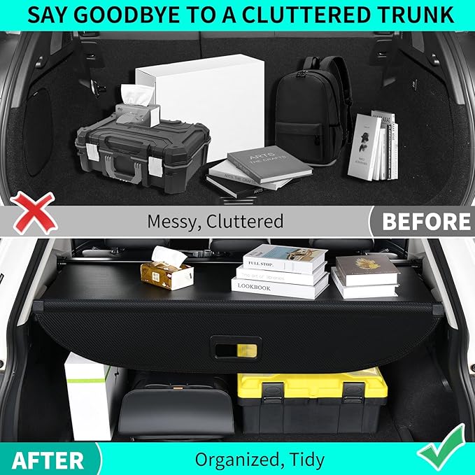 Tecoom Cargo Cover fit for Chevy Trax Accessories 2024, Retractable Rear Trunk Cover Luggage Security Shade, Anti-Peeping Privacy Screen Protector, Carbon Fiber Texture