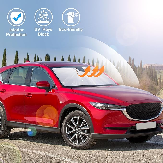 Windshield Sun Shade Custom Fit for 2017-2024 2025 2026 Mazda CX5 CX-5 Accessories Front Window Sunshade Shield Blocker Keeps Car Cool