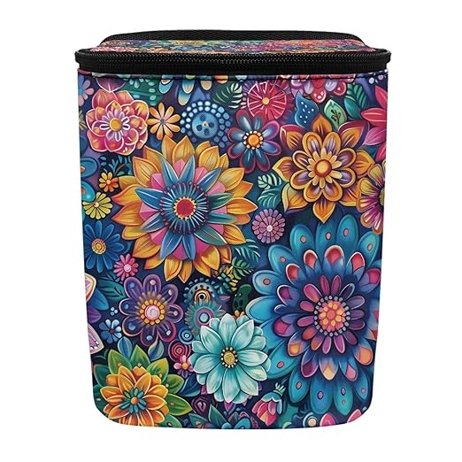 BIGCARJOB Blossom Lotus Car Trash Bag for Back Seat,Boho Lotus Floral Car Trash Can with Lid Portable Travel Car Trash Bag Holder Vehicle Trash Can for SUV Truck Van