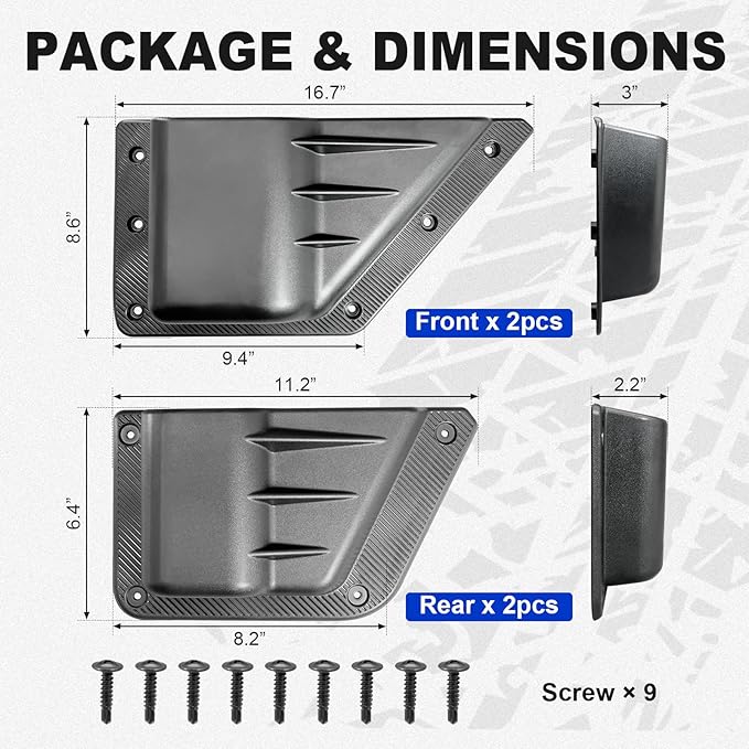 NeaLia Ford Bronco Door Storage Pockets, Front & Rear Door Side Organizer Box, Interior Net Pocket Replacement Bezel Frame Trim Cup Holder for Bronco 2021 2022 2023 2024 2025 (Not Sport), 4PCS