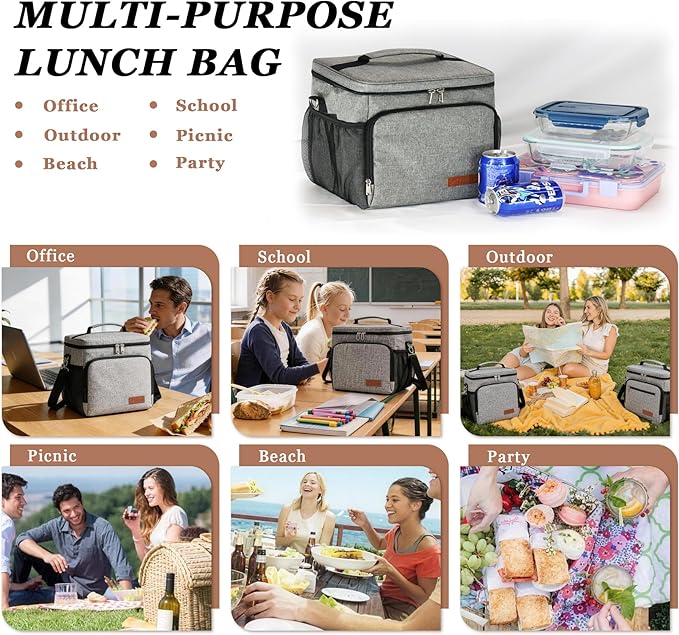 TuErcao Insulated Cooler Bag 6/24 Can Collapsible Leakproof Soft Sided Cooler for Car, Portable Foldable Small Ice Chest for Beach Camping Picnic Travel, 5/15qt Lunch Box for Men Work