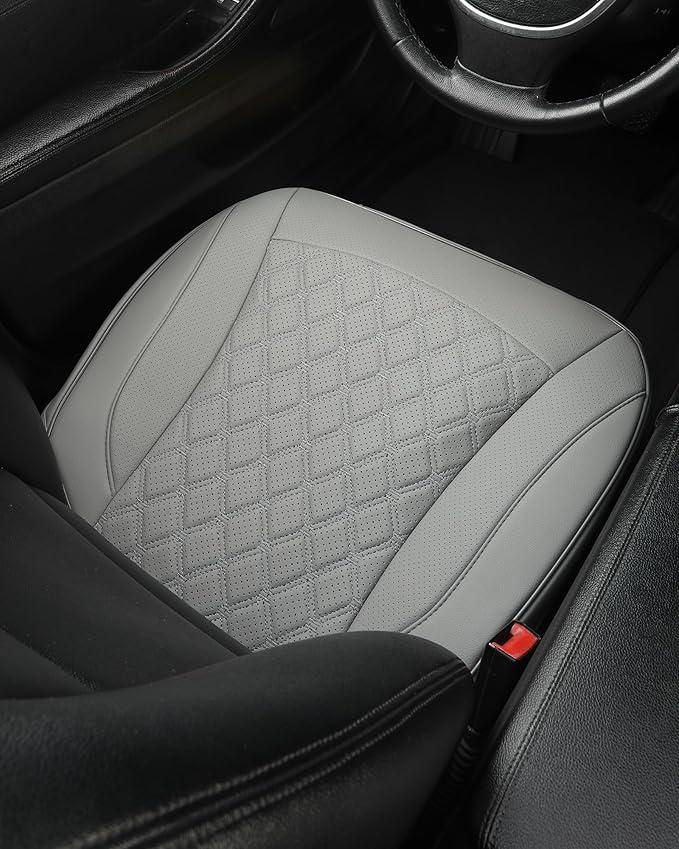 West Llama PU Leather Car Seat Cover Fit Winter,Breathable Bottom Seat Covers for Cars for Heated Seats,Universal Fits 90% Cars,SUVs,Sedans,21.26 × 20.86 Inch(1Piece-Gray)