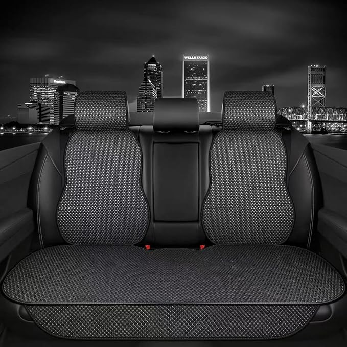 Auto Newer Luxury Breathable Rear Bench Car Seat Cover Fit Four Seasons, Back Seat Protector，Universal Rear of Car Seat Cushions,Universal Fit for 95% Cars,SUV,Pickup,Van（Rear Seat,Black）
