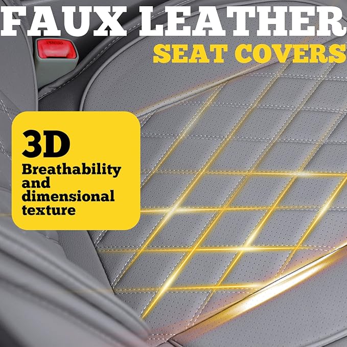 LINGVIDO Car Seat Covers for Front Seats (2 Seats) - Premium Perforated Nappa Leather,Waterproof Shield, Omni-Adapt Fit for SUVs Sedans, Ideal for Rideshare & Pets