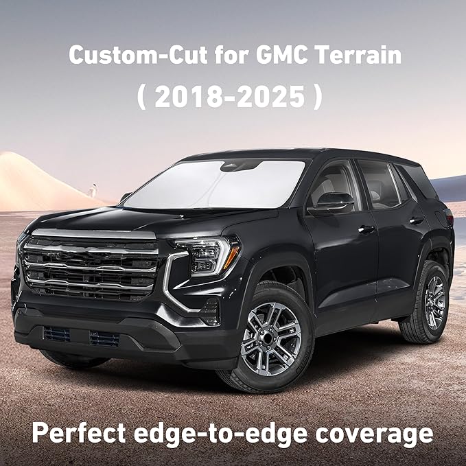 EcoNour Windshield Sunshade Compatible for GMC Terrain 2018-2023 2024 2025, Sun Visor for Front Windshield & Window Sun Shade Cover, UV Heat Blocker & Protector, Car Accessories