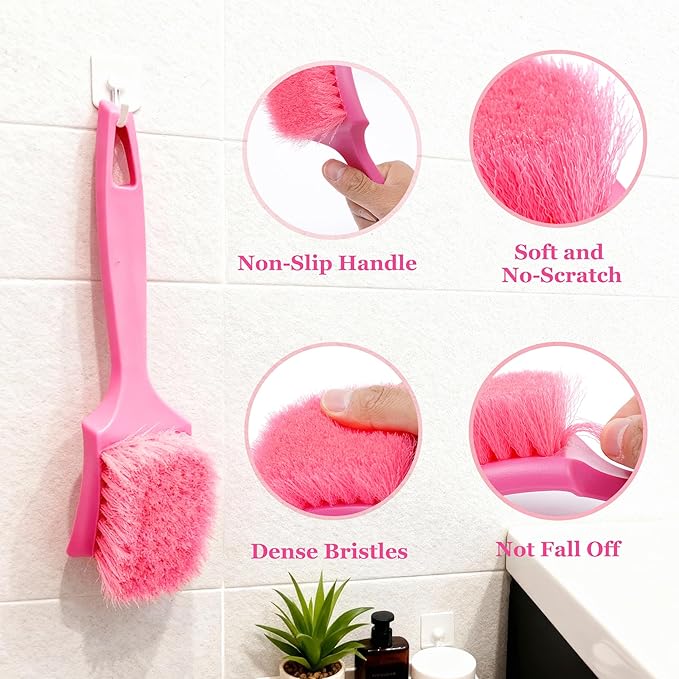Carpet Brush, Anti-Deformation Medium Soft Nylon Bristles, Scratch-Free High Toughness Pink Scrub Brush for Car Interior Detailing, Upholstery, Leather Seats, Floor Mats, Tires & Home