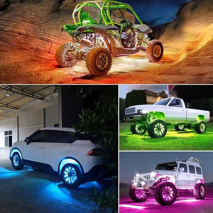 Honalia LED Rock Lights for UTV 4 Pods, Underglow Kit Cars with APP Control Music Mode 60 LEDs, Under Glow Light Car RZR UTV Golf Cart Wheeler Automotive Exterior ATV Accessories