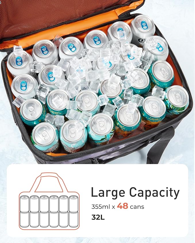 TOURIT Soft Sided Cooler Bag Insulated 48/60 Cans, Large Collapsible & Leakproof Ice Chest for Picnic, Beach, Camping, Travel