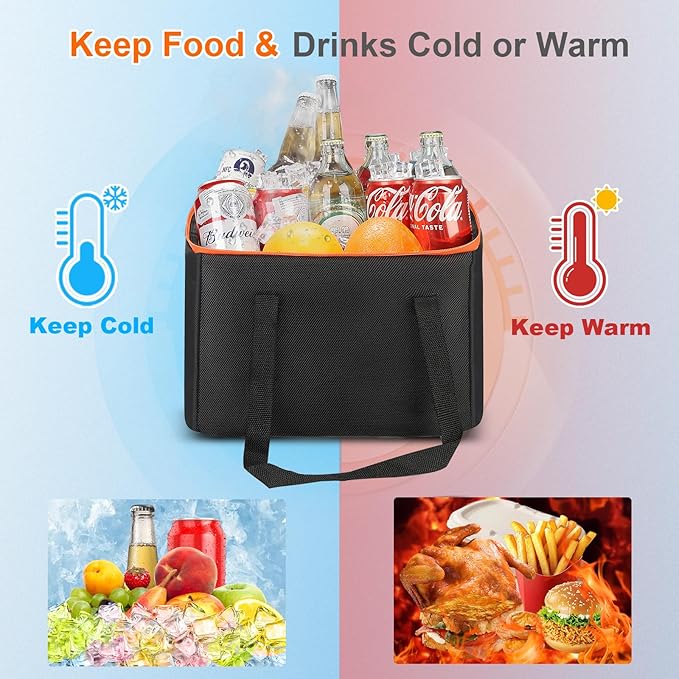 Portable Soft Cooler Bag, Collapsible Insulated Leak-Proof Car Cooler Bag, Insulated Ice Chest with Waterproof Zipper, Leak-Proof Organizer for Cars, Fits Most Vehicles, Orange