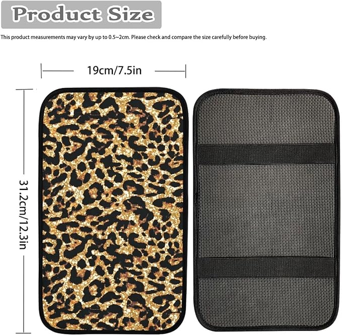 Dreaweet Cheetah Print Car Accessories Car Center Console Cover Universal Car Armrest Cover Pad Soft Comfortable Center Console Cover Replacement