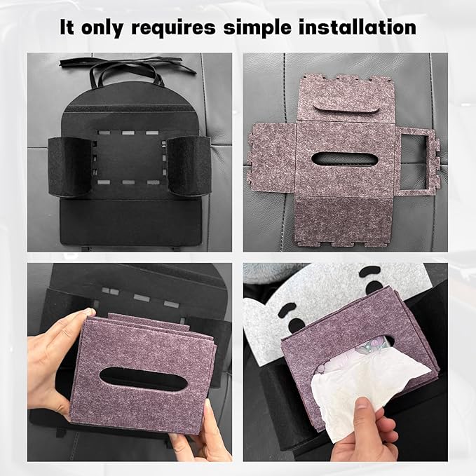 Backseat Car Organizers Felt Storage Box Hanging Storage Pocket Auto Travel Essentials Accessories for Kids & Adults, Universal for Most Cars With 2 Detachable animal-face