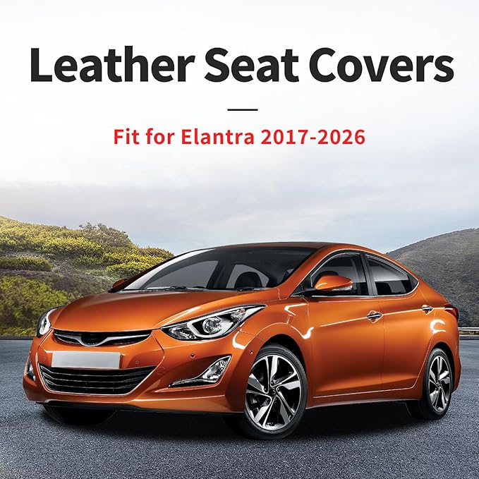 Fit Elantra Car Seat Covers for Hyundai Elantra 2017-2025 2026 - Premium Leather, Waterproof, All-Weather, Airbag Compatible, Breathable, Seat Protectors, Only 2 Front seat Covers, Black