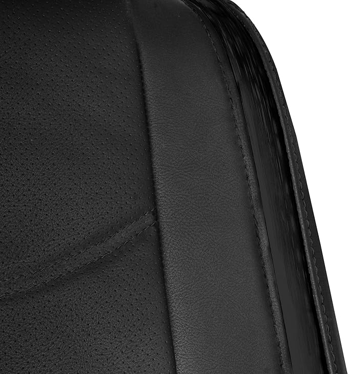 FH Group Full Set Faux Leather Car Seat Covers - Universal Fit, Low Back Front Seat Covers, Airbag Compatible, Split Bench Rear Seat Cover for SUV, Sedan Black