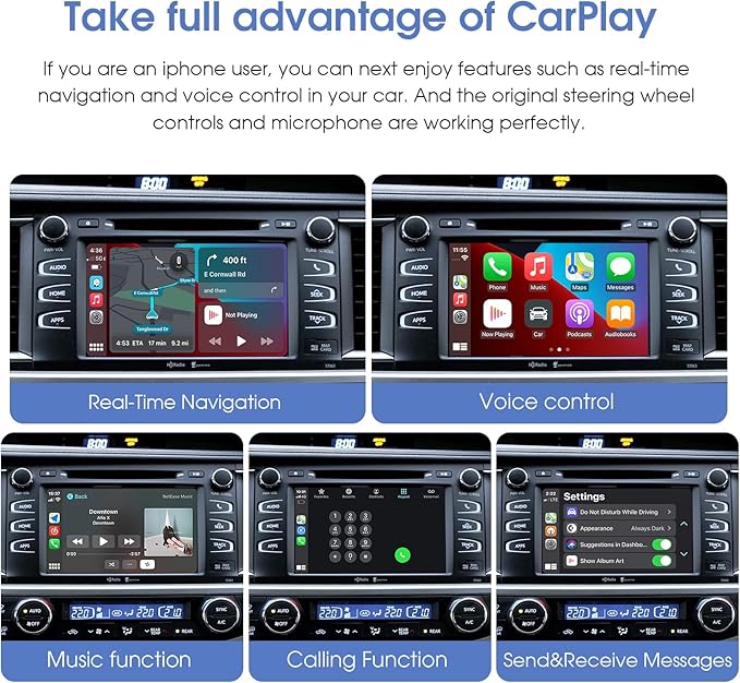 Wireless Carplay Android Auto Adapter for Toyota with Entune2.0 2014-2019, OEM Screen Upgrade Decoder Box muItimedia Interface Retrofit Kit for Toyota Corolla,Tacoma, Camry,Avalon Prius, Sienna