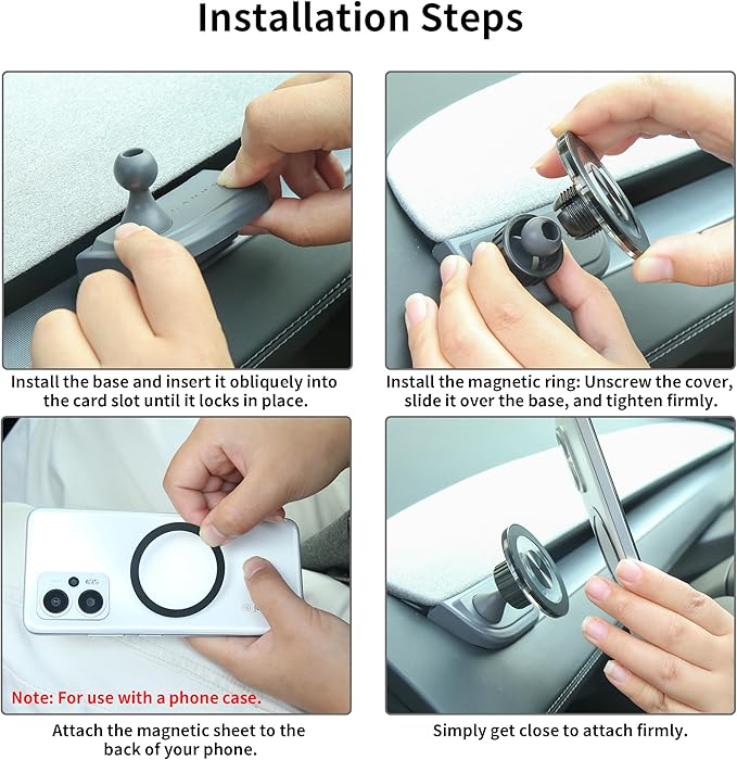Magnetic Suction Cup Phone Mount for Magsafe for 2025 2026 Tesla Model Y Juniper Driver Side Vent Fixed Holder Strong 2400gf Magnetic iPhone Mount with 360° Rotation One-hand use No Airflow Block