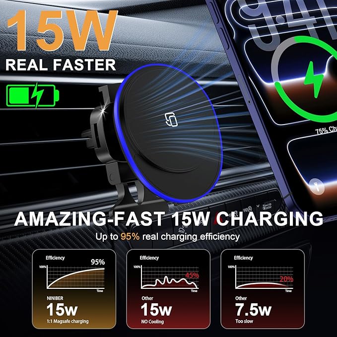 Magnetic Phone Holder for Car ,Magsafe Car Mount Charger for iPhone 17 16 Pro Max 17Air 16e 15 15Pro 14 Plus Mag Safe iPhone Car Mount for Magnet Holders for Your Car Accessories Wireless Charging
