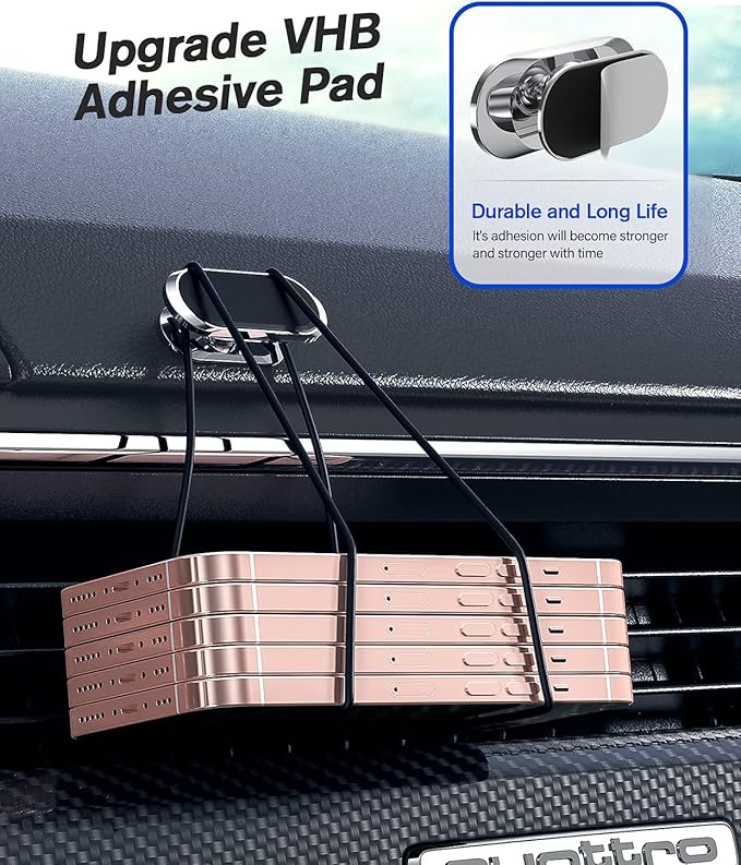 2 Pack Magnetic Phone Holder for Car, Upgrade Magnet - 360 Rotation and Easy Installation, Compatible with All Smartphones,Dashboard Car Phone Holder,Must be Used Together with Iron Sheets