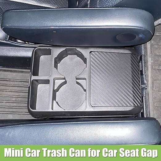 Multifunctional Car Trash Can with Mini Cup Holder, Spacious Backseat Floor Organizer Leak-Proof Vehicle Trash Can Bin Waste Container with Lip, Car Storage Box Suitable for Cars, Truck, SUV