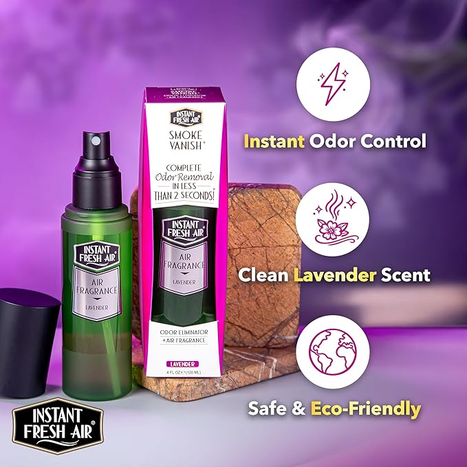 Smoke Vanish - Smoke Odor Eliminator Spray - Removes Odor Instantly with Noxban™ - Eco-Friendly - For Home, Car, & Travel - Lavender Scent - 4 oz.