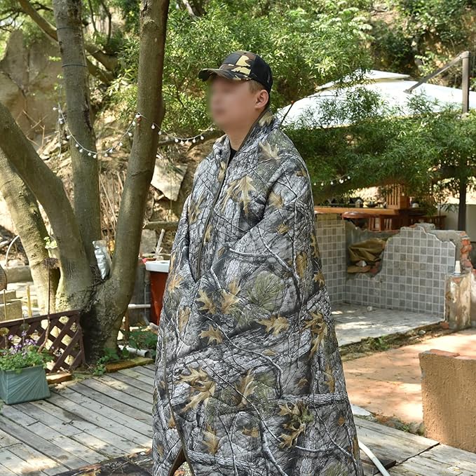 Poncho Liner Military Insulation Blanket Camo with Compression Carry Bag for Outdoors Hiking Jungle Hunting Gear