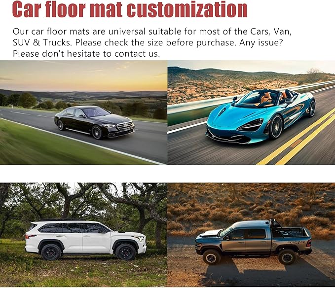 Custom Personalized Floor Mats for Cars，Luxury Full Coverage All Weather Car Floor Mats，Anti-Slip Leather Car Mat Set ，Custom Floor Mats for 99% of Cars, Trucks & SUVs (All Black Gold)