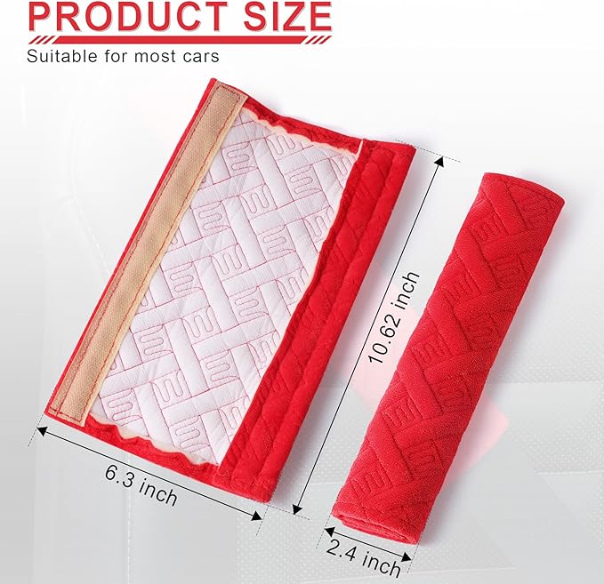 JUSTTOP 2-Pack Universal Car Seat Belt Pads Cover for A More Comfortable Driving, Seat Belt Shoulder Strap Covers Harness Pad for Car Interior Accessories(Red)