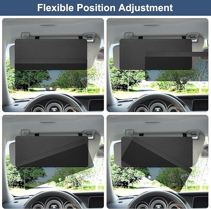 NAZZO Sun Visor Extender for Car, Sun Blocker with PC Sunshade Lens, Magnetic Mounting Adjustable Position, Protect from Glare, UV Rays, Snow Blindness for Safe Driving, Universal for Car, SUV (Black)