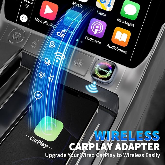 2026 Upgraded Wireless CarPlay Adapter for iPhone, Compact Mini Metal Shell Design Small Size, (New Update) Plug and Play, Fast and Stable Connection CarPlay Adapter for Apple iOS ＆Android (Navy Blue)