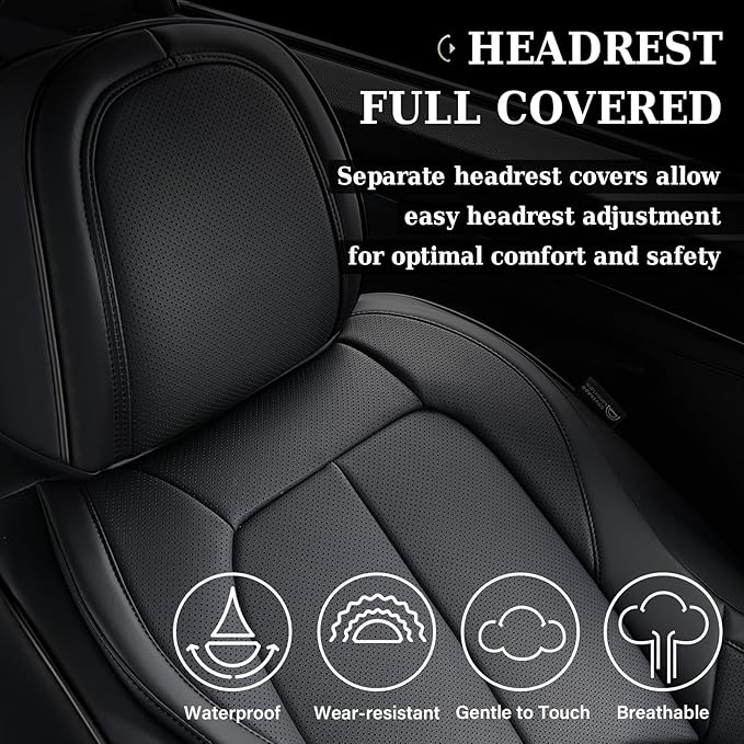 Coverado Seat Covers, Car Seat Covers Front Seats, Premium Nappa Leather Seat Covers for Cars, Waterproof Car Seat Protector with Lumbar Support, Front Seat Covers Universal Fit for Most Cars (Black)