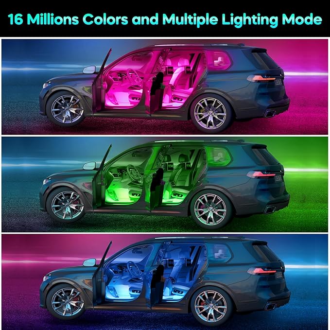 Winzwon Led Lights for Car Accessories Interior, Gifts for Mothers Day Him Her Men Women Teen Boys Girls, APP Control with USB Port Color Change Lights for Truck Decor