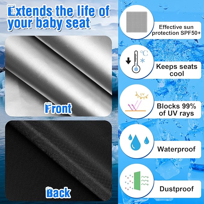 Baby Car Seat Sun Shade Cover,Infant Car Seats Heat Protector,Baby Travel Accessories to Keep Toddler Seats at Cool Temperature,CarSeat Cooler Cover UV Protection from Heat/Sun for Babies Seat