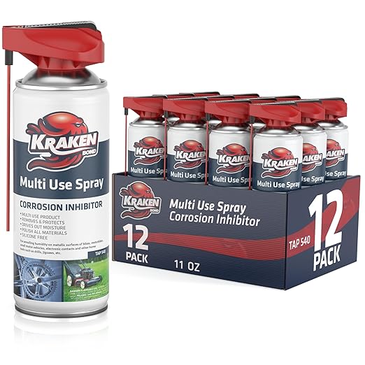 Kraken Bond Multi Use Spray (12 x11 oz.) - Corrosion Inhibitor, High-Performance Penetrating Oil Lubricant for Home & Automotive, Perfect for Garage Doors, 360° Easy to Use & No Residue | 12 Pack