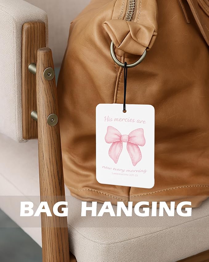 Christian Preppy Pink Cologne Car Air Freshener 4 Pcs, Coquette Pink Bow Cherry Floral Bible Verse Hanging Air Freshener for Cars Bathroom Dorm Books Decor, Cute Accessories Gifts for Women
