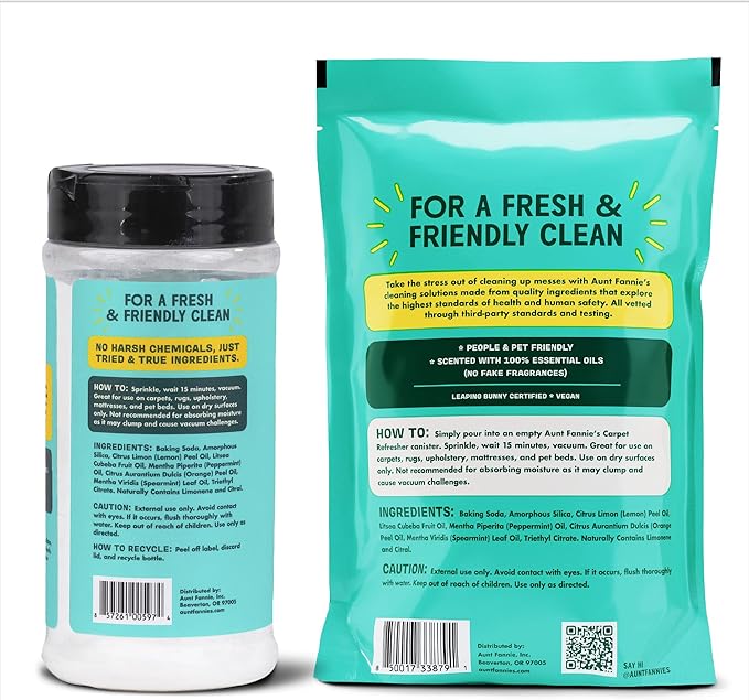 Aunt Fannie's Carpet Bundle, Includes One 16 oz Carpet Refresher Shaker and Three Refills, Bright Lemon Scent, Pack of 4