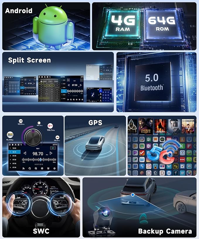 11.5" 4 Core 4+64G Radio for Ford F150 2004-2008 with 5G WiFi,2000 * 1200P Incell Touchscreen,F150 Car Radio Stereo with DSP/EQ Wireless Carplay Android Auto BT Type-C GPS FM SWC Backup Camera