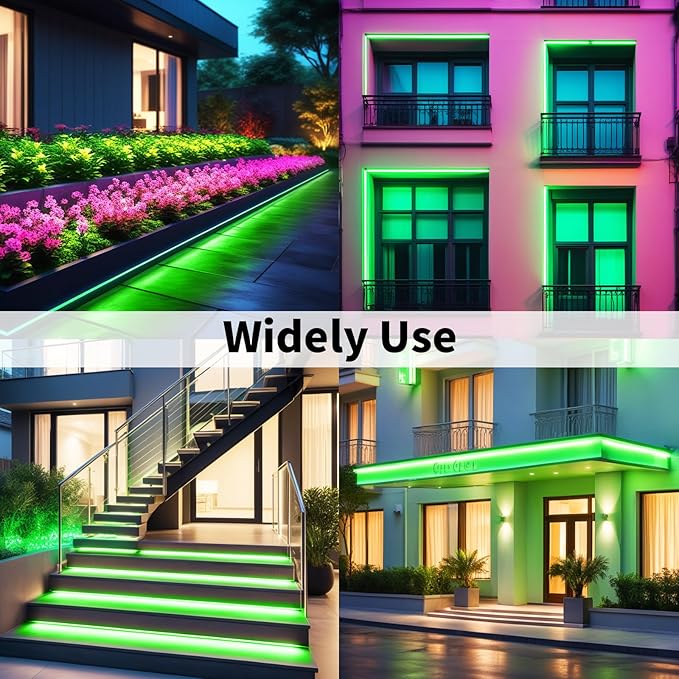 iNextStation Green LED Strip Lights 16.4FT/5M, 12V Flexible Silicone Neon Rope Lights, IP65 Waterproof, Cuttable Strip Light for 0.98Inch, Rope Led Lights for Bedroom, Indoor, Outdoor (No Adapter)