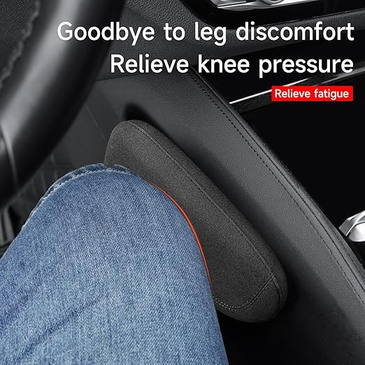 Alcantane style car leg knee pads memory foam car center console knee cushions car leg pads protect knee and leg elbow pads car copilot Universa version (Black line right leg pad)