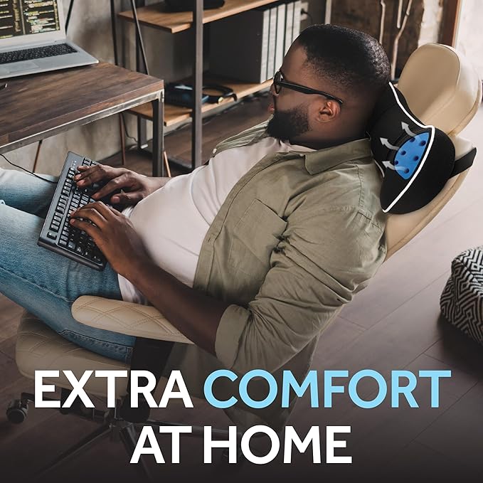 Sealy Memory Foam Neck Pillow for Car or Office Chair – Cervical Neck Pillow, Cooling Car Headrest Pillow or Office Chair Cushion for Neck
