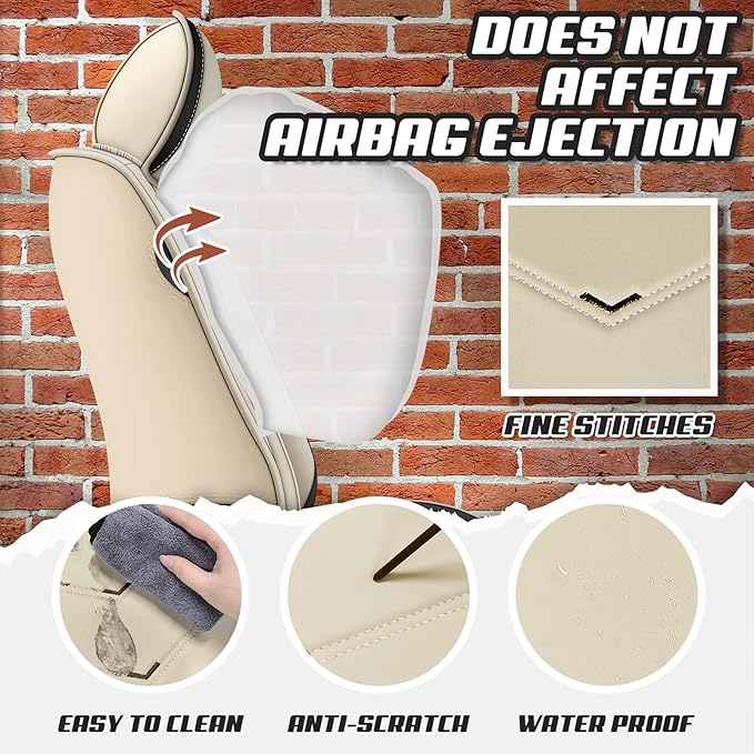 Car Seat Covers for Hyundai Sonata 2002-2026, Premium Nappa Leather Car Seat Cover, Stylish Sport Seat Covers， Automobile Seat Cover Sets.(Standard 5 Seats/Beige)
