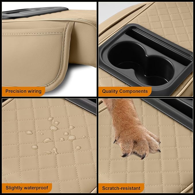 Armrest Cover for Car Fit for Jeep Renegade - Center Console Cover with Cup Holders and 2 Storage Pockets(Beige)