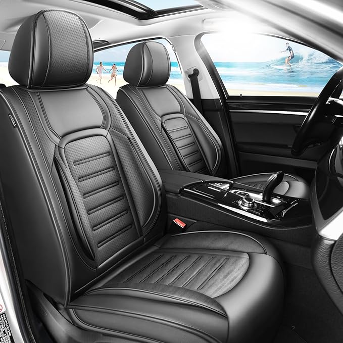 Fit Tucson Premium Leather Car Seat Covers Compatible with Hyundai Tucson 2010-2024 2026, Breathable, Wear Resistant, Airbag Compatible, All-Weather Protection & Full Coverage, Full Set Black