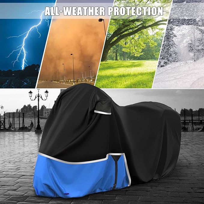 Waterproof Motorcycle Cover Replace for Indian Roadmaster/Pursuit, 420D Oxford Cloth Customized Motorcycle Cover for Snow Rain Dust Protection